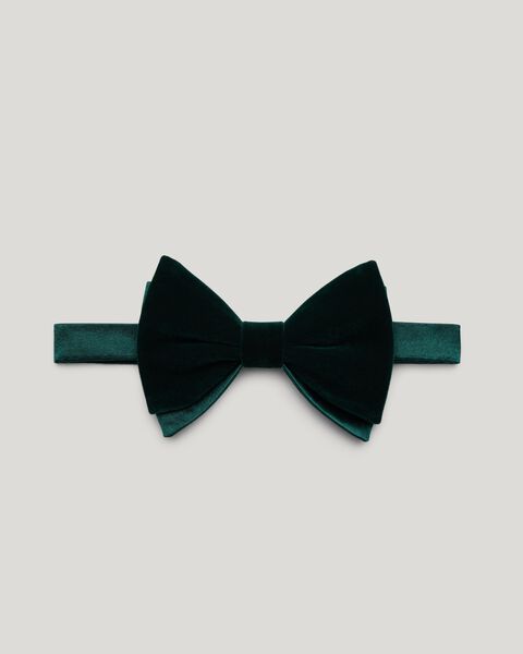 Velvet & Silk Satin Bow Tie, Emerald, hi-res